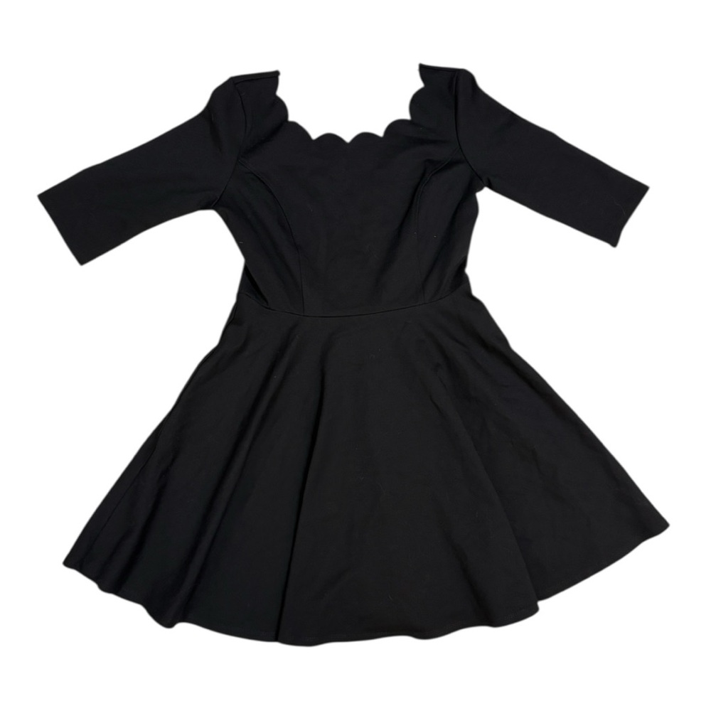 Lulu's Elegant Classic Black Scalloped Dress